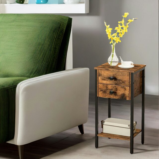 Rackhams Slim Side Table with 2 Drawers - image 1