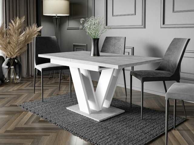Rackhams Retro Container Store Extendable Dining Table 4-6 Seater MASIV Concrete Grey White - image 1