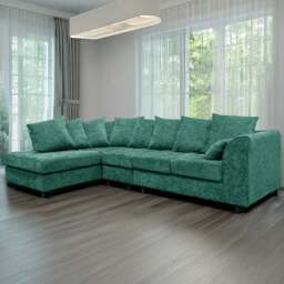 Rackhams Monaco Chenille Fabric 5 Seater L Shaped Corner Sofa - Teal - Left Hand Facing - thumbnail 1