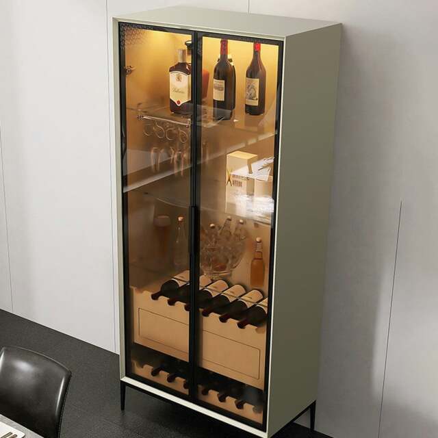 Rackhams Delfina Wine Cabinet, Cabinet With Wine Rack, Light Grey Wood - image 1