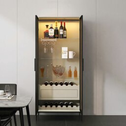 Rackhams Delfina Wine Cabinet, Cabinet With Wine Rack, Light Grey Wood - thumbnail 2