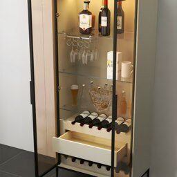 Rackhams Delfina Wine Cabinet, Cabinet With Wine Rack, Light Grey Wood - thumbnail 4