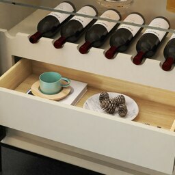 Rackhams Delfina Wine Cabinet, Cabinet With Wine Rack, Light Grey Wood - thumbnail 3