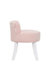 Rackhams Pink Velvet Soft Seat Low Back Dressing Footstool with White Legs - Pink - thumbnail 4