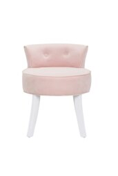 Rackhams Pink Velvet Soft Seat Low Back Dressing Footstool with White Legs - Pink - thumbnail 3