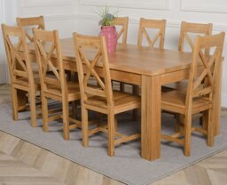Rackhams Dakota Extra Large Oak Dining Table with Berkeley Oak Chairs - Natural Oak - 10 chairs - thumbnail 3