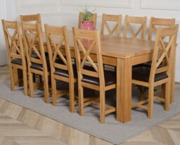 Rackhams Dakota Extra Large Oak Dining Table with Berkeley Oak Chairs - Natural Oak - 10 chairs - thumbnail 6