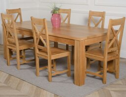 Rackhams Dakota Extra Large Oak Dining Table with Berkeley Oak Chairs - Natural Oak - 10 chairs - thumbnail 2