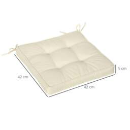 Rackhams Set of 4 Garden Seat Cushion with Ties, 42 x 42cm Replacement Dining Chair Seat Pad, Cream White - Cream - thumbnail 3