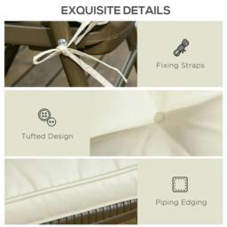Rackhams Set of 4 Garden Seat Cushion with Ties, 42 x 42cm Replacement Dining Chair Seat Pad, Cream White - Cream - thumbnail 6