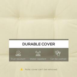 Rackhams Set of 4 Garden Seat Cushion with Ties, 42 x 42cm Replacement Dining Chair Seat Pad, Cream White - Cream - thumbnail 5