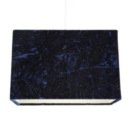 Rackhams Contemporary Designer Midnight Blue Crushed Velvet Fabric Rectangular Lamp Shade - thumbnail 2
