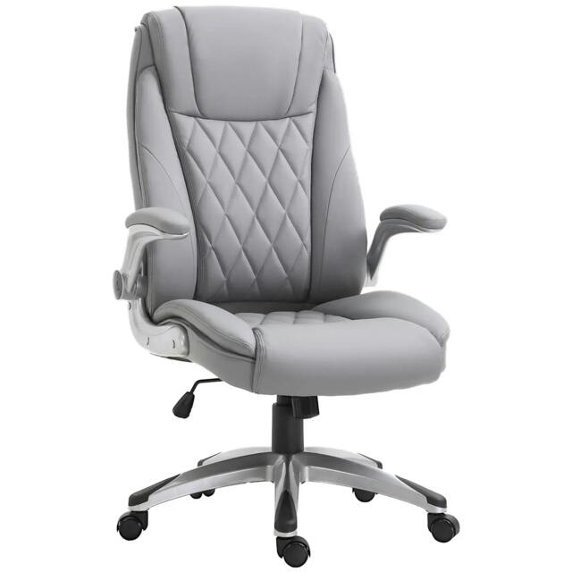 Rackhams Faux Leather Executive Swivel Office Chair - Grey - image 1