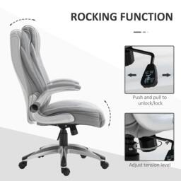 Rackhams Faux Leather Executive Swivel Office Chair - Grey - thumbnail 5