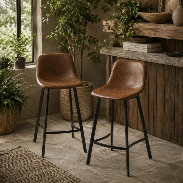 Rackhams Lilu Dilu Set Of 2 Brown Kitchen Bar Stools With Fixed H8 And Reinforced Frame - image 1