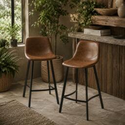 Rackhams Lilu Dilu Set Of 2 Brown Kitchen Bar Stools With Fixed H8 And Reinforced Frame - thumbnail 1