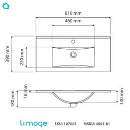 Rackhams 4003 Ceramic 81cm Thin-Edge Inset Basin with Deep Scoop - White - Ceramic - 81cm - thumbnail 3