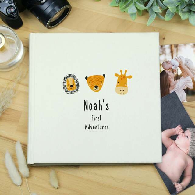 Rackhams Personalised Scandi Safari Animals Square Photo Album - image 1