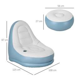 Rackhams Inflatable Tub Chair and Footstool - Blue/White - thumbnail 3