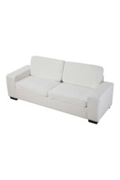 Rackhams Modern Teddy Fleece Upholstered Loveseat Sofa - White - thumbnail 3