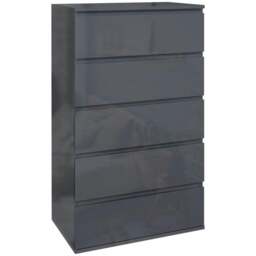 Rackhams 5-Drawer Modern Dresser, High Gloss Storage Drawer Unit for Bedroom, Grey - thumbnail 1