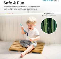 Rackhams Bamboo Bathroom Duckboard Board Bath Shower For Bathroom Showers Bathtubs Floors Anti Slip Bath Mat - 1 - Natural Brown - Bamboo - thumbnail 5