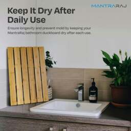 Rackhams Bamboo Bathroom Duckboard Board Bath Shower For Bathroom Showers Bathtubs Floors Anti Slip Bath Mat - 1 - Natural Brown - Bamboo - thumbnail 4