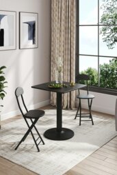 Rackhams 60*60cm Square Coffee Table with Metal Base - Black - thumbnail 3