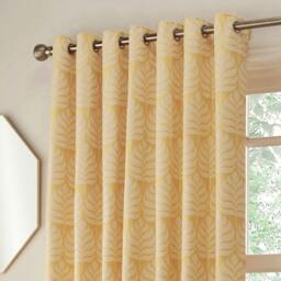 Rackhams Horto Eyelet Curtains - Ochre Yellow - 90in x 54in - Ochre Yellow - 100% Polyester - thumbnail 2