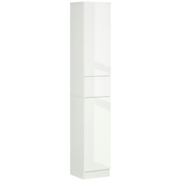 Rackhams High Gloss Tall Bathroom Cabinet with Adjustable Shelves White - White - thumbnail 2