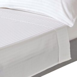Rackhams Silky 330 TC Egyptian Cotton Satin Stripe Flat Sheet - White - Double - thumbnail 1