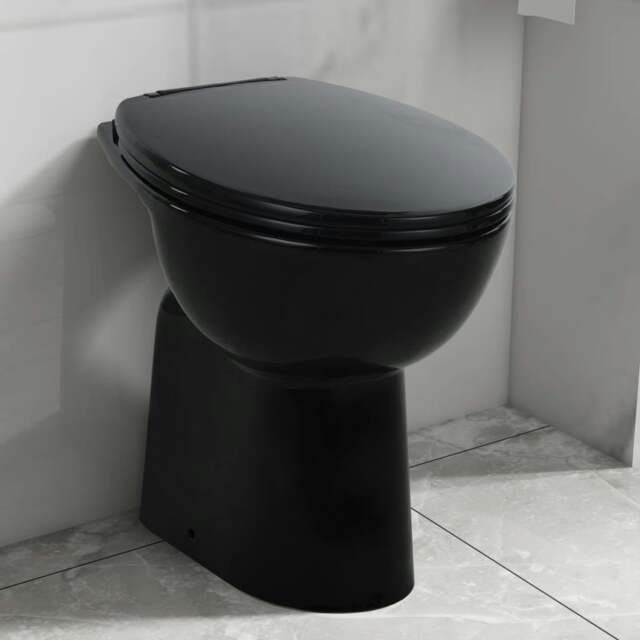 Rackhams High Rimless Toilet Soft Close 7 cm Higher Ceramic Black
