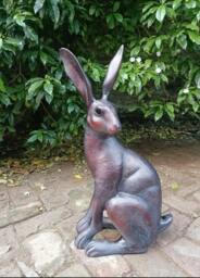 Rackhams Sitting Hare Garden Sculpture Ornament Cast in Aluminium - Cast Aluminium - Bronze - Sculpture - thumbnail 5