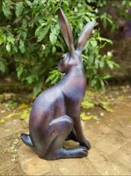 Rackhams Sitting Hare Garden Sculpture Ornament Cast in Aluminium - Cast Aluminium - Bronze - Sculpture - thumbnail 2