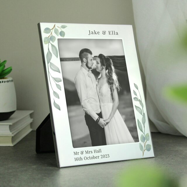 Rackhams Personalised Botanical 6x4 Silver Photo Frame - image 1