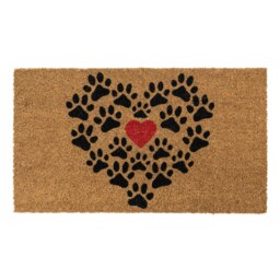 Rackhams Eco-Friendly Latex Backed Coir Entrance Doormat, 40x70cm - Heart Paws - 1 - Brown - thumbnail 2