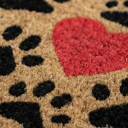 Rackhams Eco-Friendly Latex Backed Coir Entrance Doormat, 40x70cm - Heart Paws - 1 - Brown - thumbnail 4