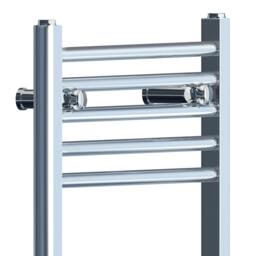 Rackhams 800mm x 600mm Flat Chrome Electric Pre-Filled Heated Towel Rail Radiator For Bathroom Designer Standard Element - thumbnail 3