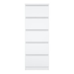 Rackhams Naia Narrow Chest of 5 Drawers in White High Gloss - White - High Gloss - Melamine - thumbnail 2