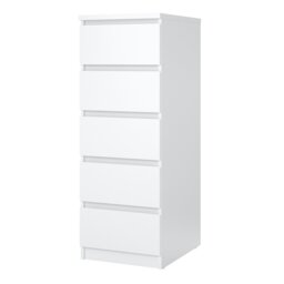 Rackhams Naia Narrow Chest of 5 Drawers in White High Gloss - White - High Gloss - Melamine - thumbnail 3