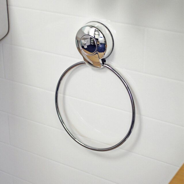 Rackhams Suctionloc Chrome Steel Suction Wall Mounted Towel Ring - image 1