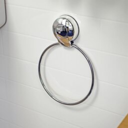 Rackhams Suctionloc Chrome Steel Suction Wall Mounted Towel Ring