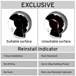 Rackhams Suctionloc Chrome Steel Suction Wall Mounted Towel Ring - thumbnail 5