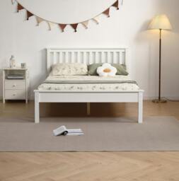 Rackhams Derby White Solid Pine Bed Frame with Slatted Base Single Double King - 5FT - thumbnail 4