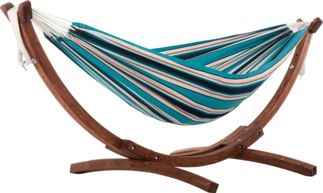 Rackhams Double Sunbrella Hammock with Solid Pine Arc Stand - Token Surfside - image 1