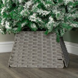 Rackhams 47cm x 46cm Samuel Alexander Foldable Rattan Christmas Tree Skirt in Grey - thumbnail 2