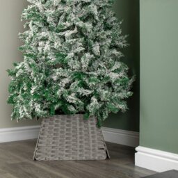 Rackhams 47cm x 46cm Samuel Alexander Foldable Rattan Christmas Tree Skirt in Grey - thumbnail 3