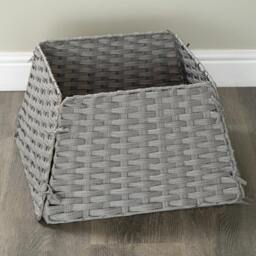 Rackhams 47cm x 46cm Samuel Alexander Foldable Rattan Christmas Tree Skirt in Grey