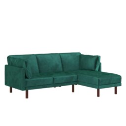 Rackhams Clair sectional Sofa Bed in green velvet - Green - thumbnail 2