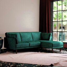 Rackhams Clair sectional Sofa Bed in green velvet - Green - thumbnail 5
